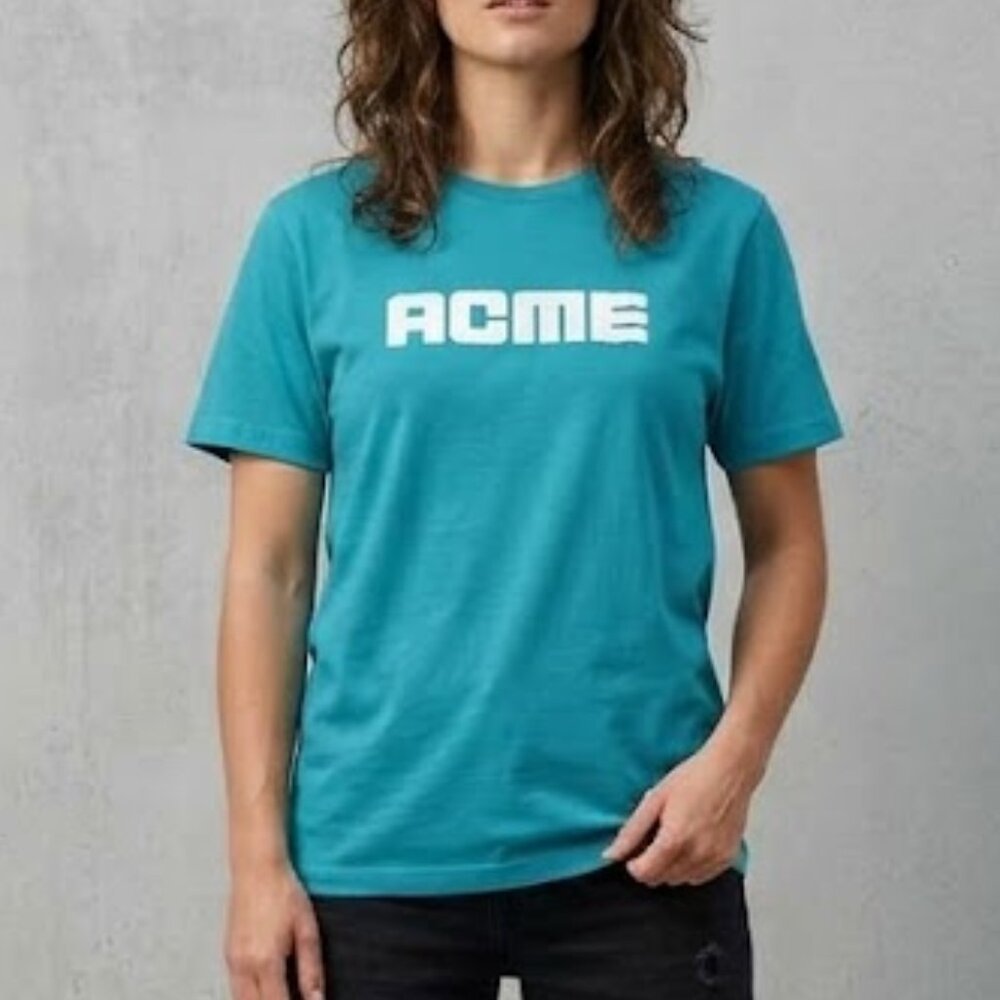 ACME bicycles Perfect Tri District Logo Unisex Blue White T-Shirt Size Medium
